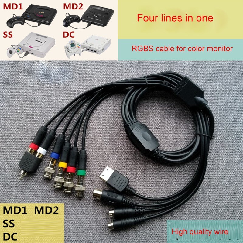 Arkade 4 in1 RGBS/RGB Kabel Ersatz Farbe Monitor Komponente Kabel für Sega MD1/ MD2 für SS/ DC Dreamcast Spiel Konsole