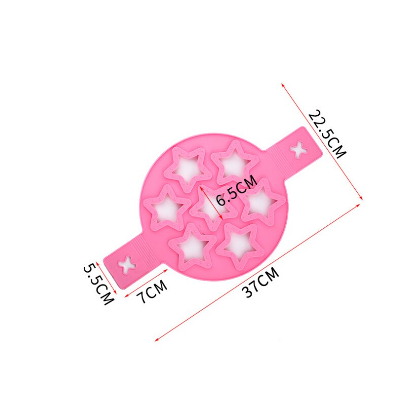 Pannenkoek Maker Hart/Ster/Ronde Vormige 7 Gaten Anti-aanbak Siliconen Bakvorm Ring Gebakken Ei Voor Familie Koken keuken Gereedschap