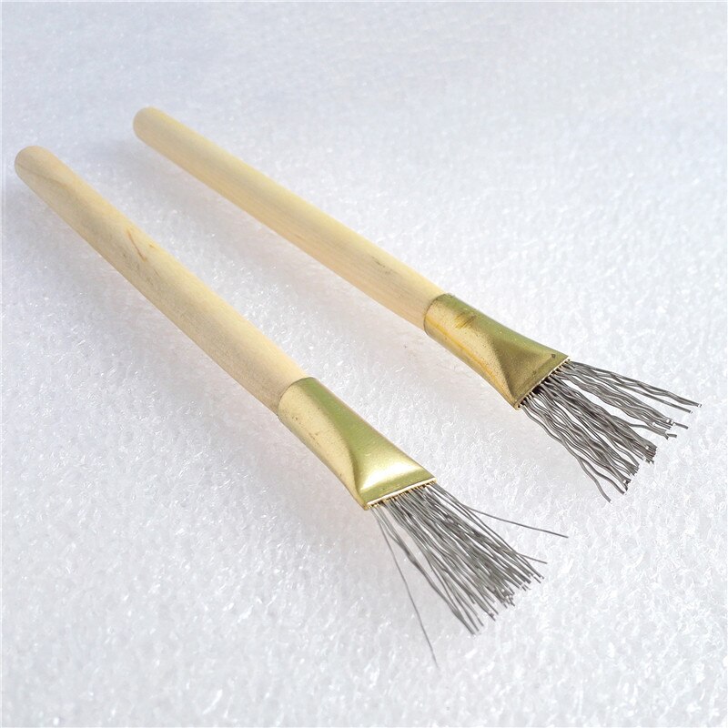 Wooden Handle Thick/Thin Iron Wire Brush Clay Tool for Making Clay Doll Hair Model Hair Indentation Pen Art Supplies