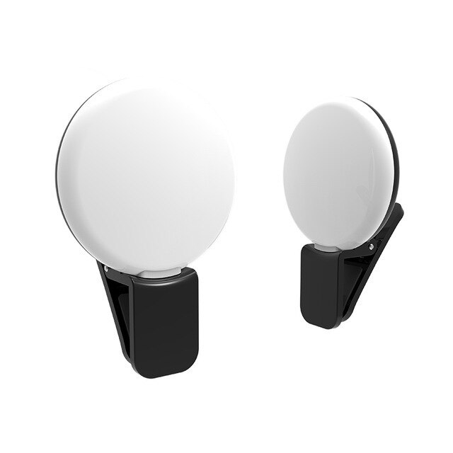 36 led selfie lys telefon blits lys led kamera clip-on mobiltelefon selfie ring lys video lys forbedrer selfie lampe: Klips batteri svart