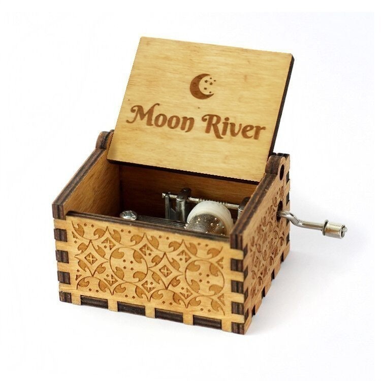 Hand Rock Box Music Note Box Caixa Musica Factory Caja Cajita Musical Madera Wood Moon River Music Box You Are My Sun