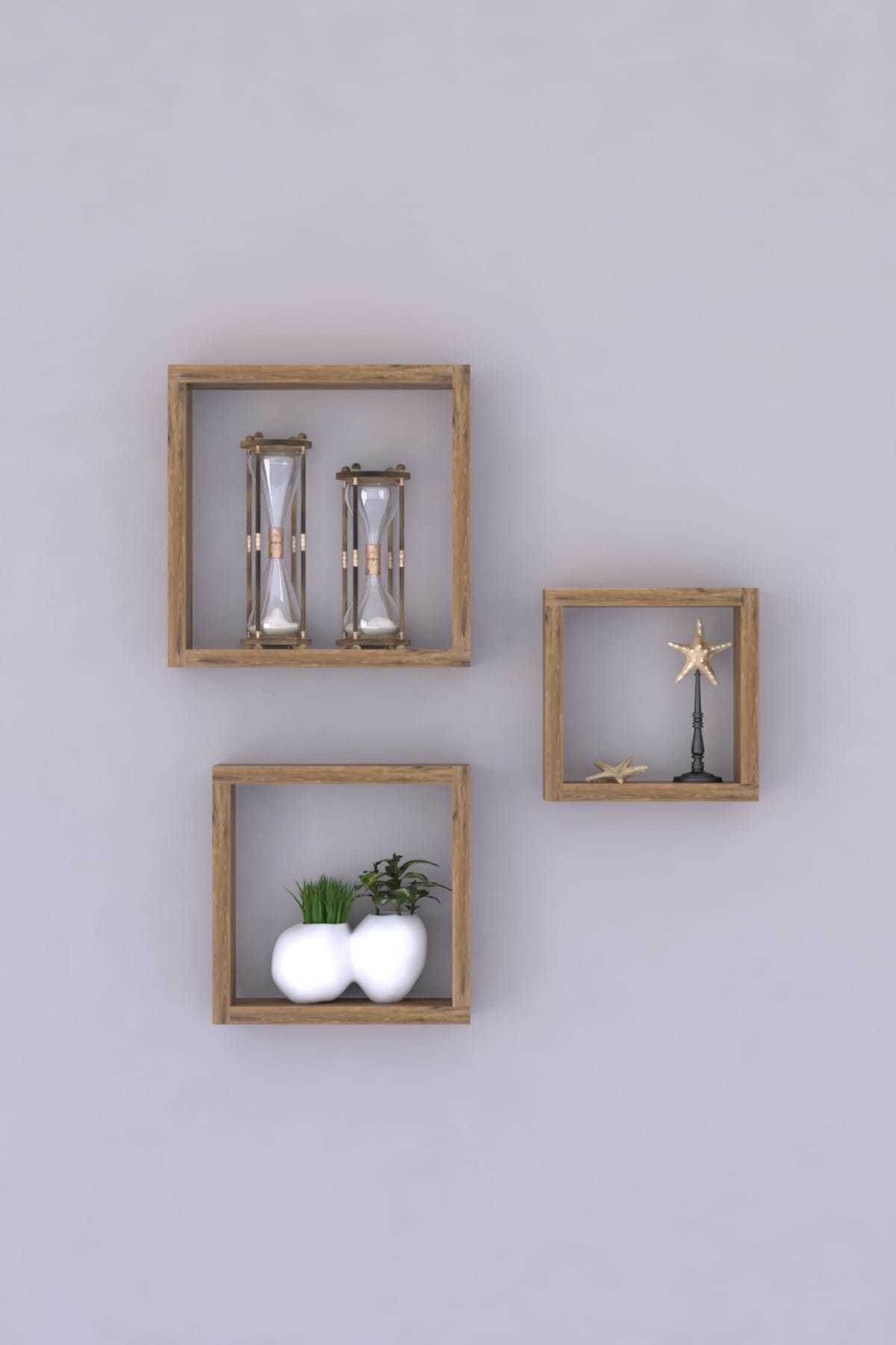 Square Wall Shelf Bookcase with 3x27;