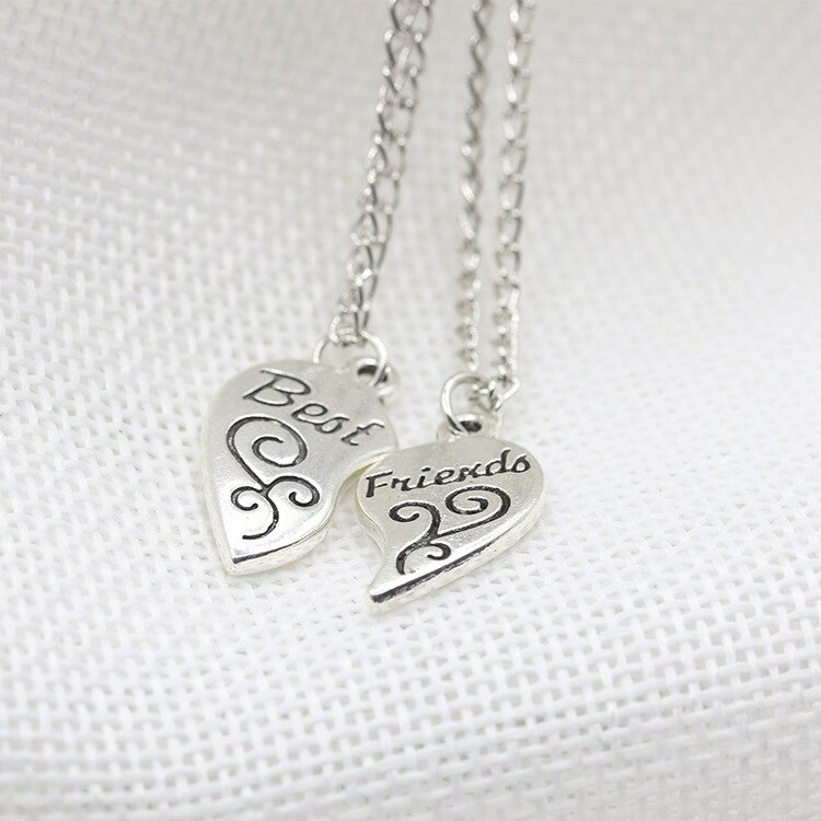 Best Friends gold heart pendant bestie heart Mosaic pendant engraved necklace