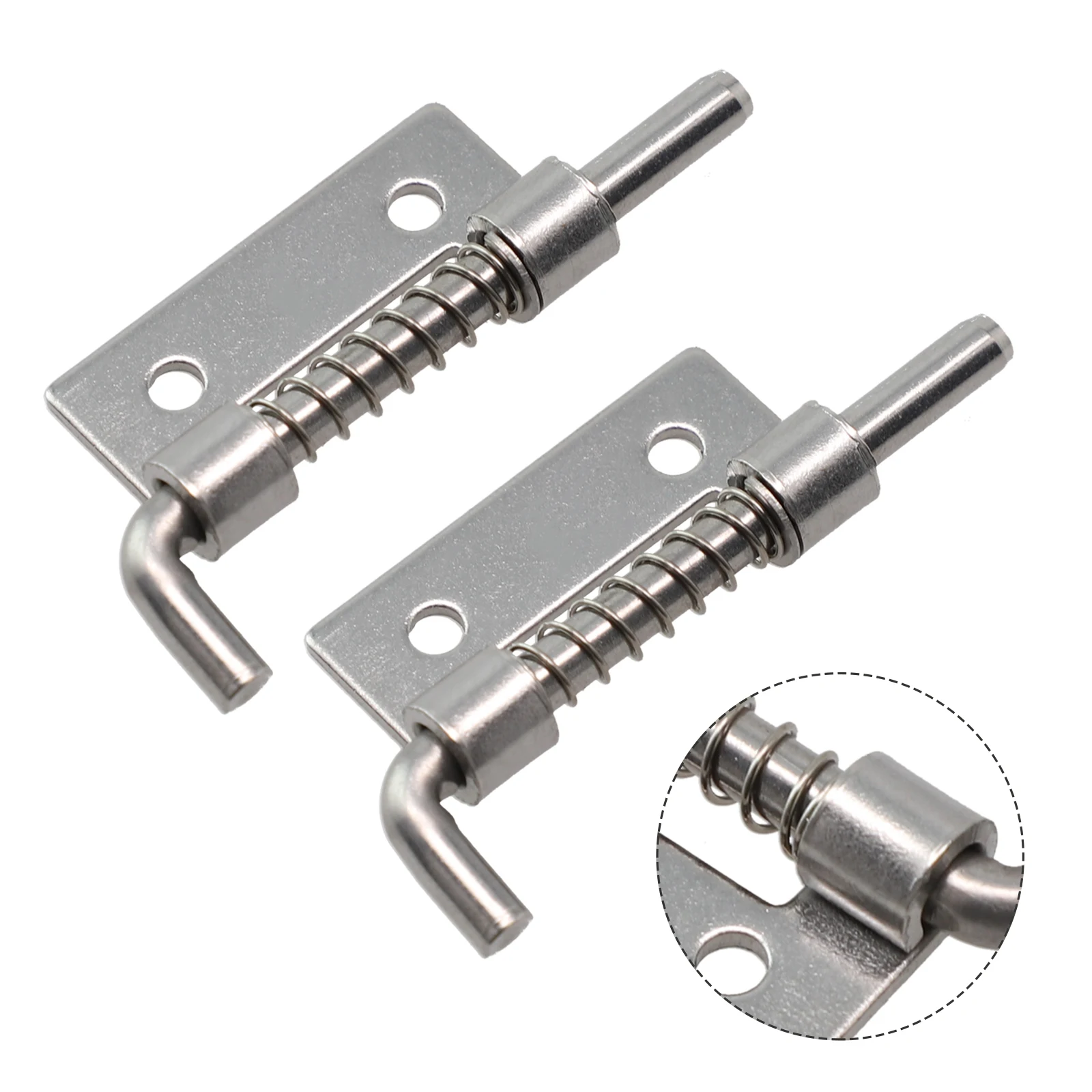 2pcs Spring Loaded Latches Pin Mental Security Barrel-Bolt Latch Tone Door Cabinet Hinges For Doors Chests Cabinets Home