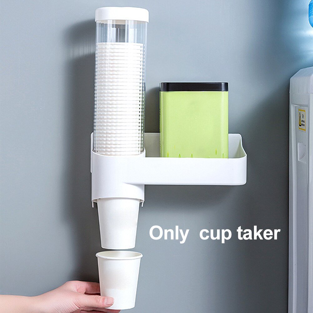 Disposable Cup Dispenser Wall Mounted With Cover Pull Type Home Office ABS Automatic Remover Kitchen Punch Free Easy Install