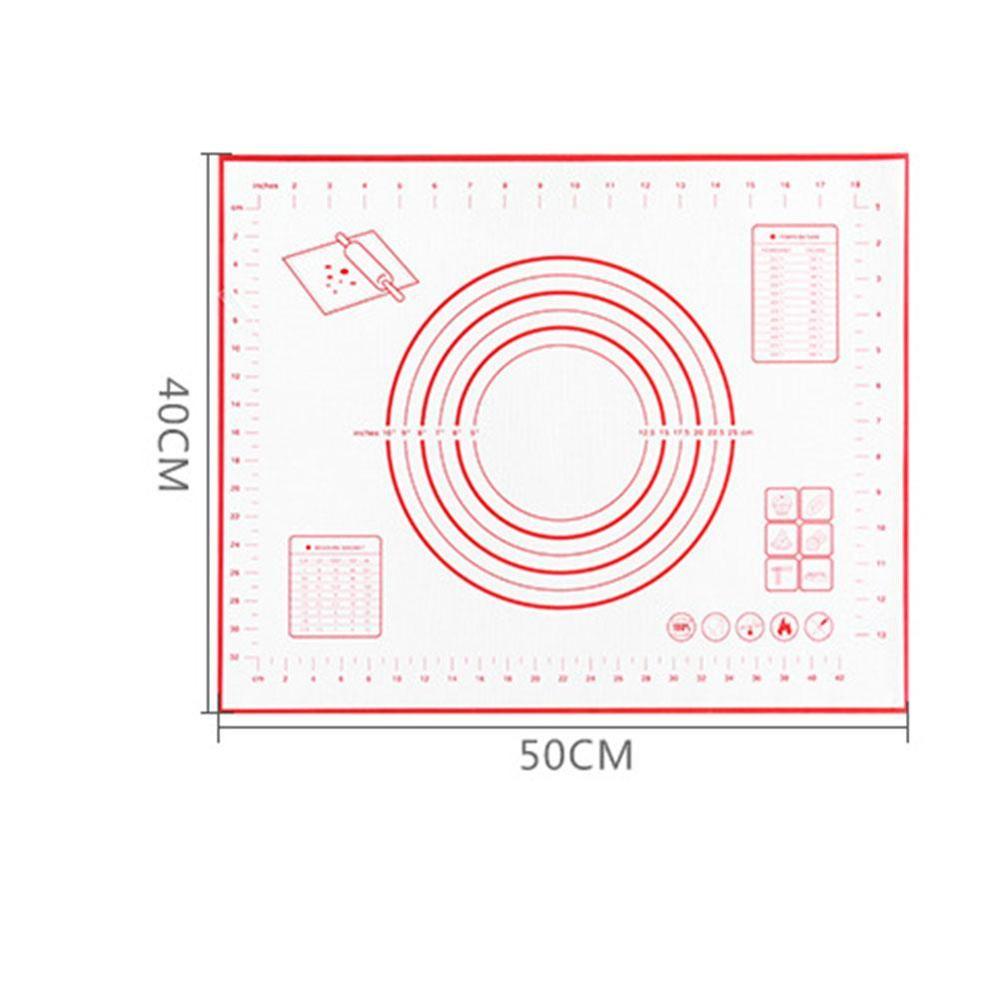50*40/30*40cm Silicone Baking Mat With Scale Rolling Dough Pad Kneading Dough Mat Non Stick Pastry Sheet Oven Food Grade Liner: Red L