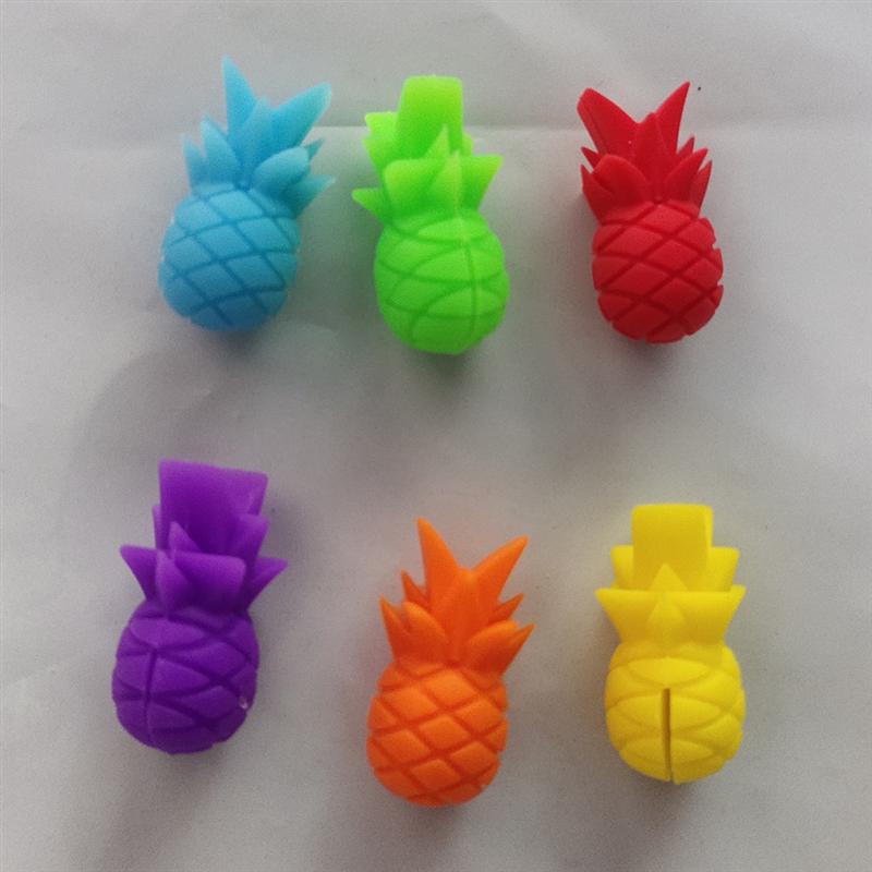 12Pcs Ananas Vorm Wijnglas Markers Siliconen Wijnglas Marker Glas Identifier Drinkbeker Sign (6 Kleuren)