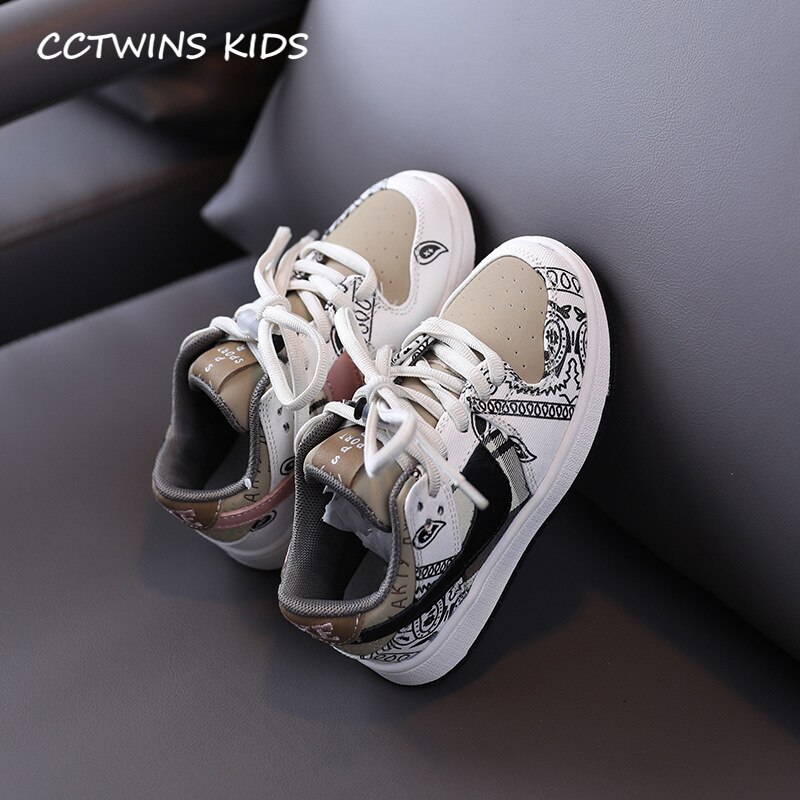 Cctwins crianças sapatos 2020 outono do bebê meninas moda casual tênis meninos marca marrom formadores do bebê meninas esporte sapatos fc2860: Bege / 5