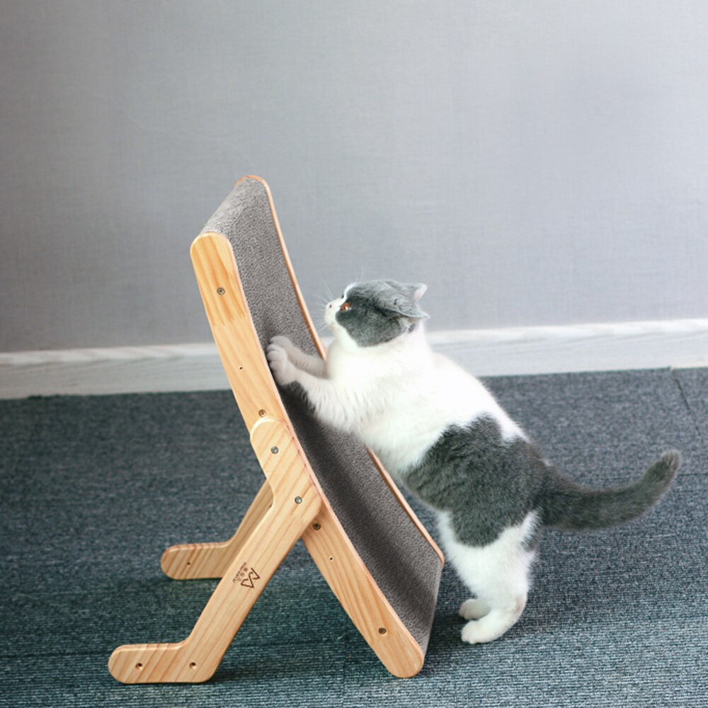 3 In 1 Solid Wood Anti Cat Scratcher Cat Scratch Board Kitten Corrugated Paper Pad Vertical Pet Cat Toys Grinding Nail Scraper