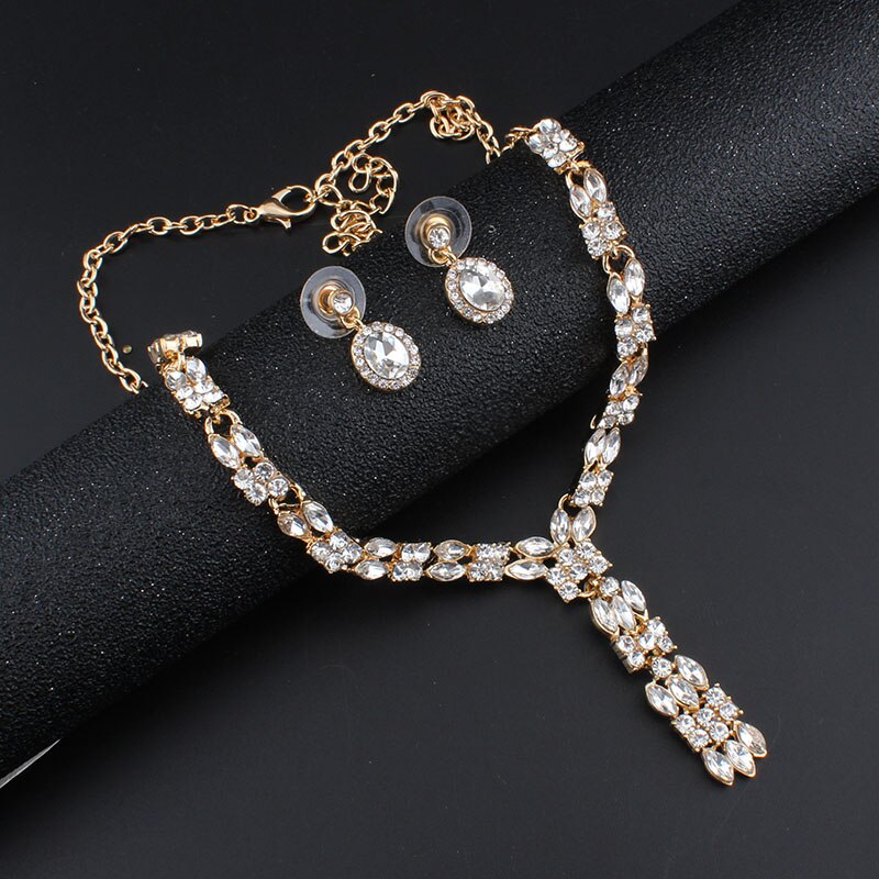 Jiayijiaduo Exquisite Hochzeit Schmuck Sets Für Frauen Charme Halskette Ohrringe Set Kleid Rot Kristall Gold Farbe Weihnachten Präsentieren