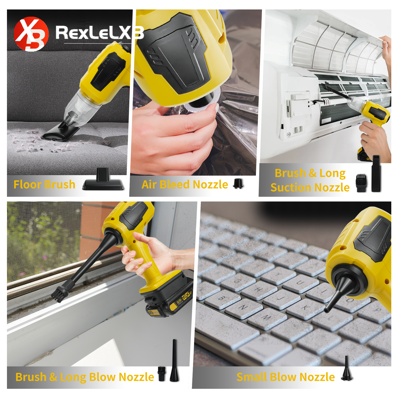 Aspirateur de voiture à main 2 en 1, Machine de collecte de poussière sans fil 10kPa et souffleur d'air pour batterie Dewalt 20V (sans batterie)