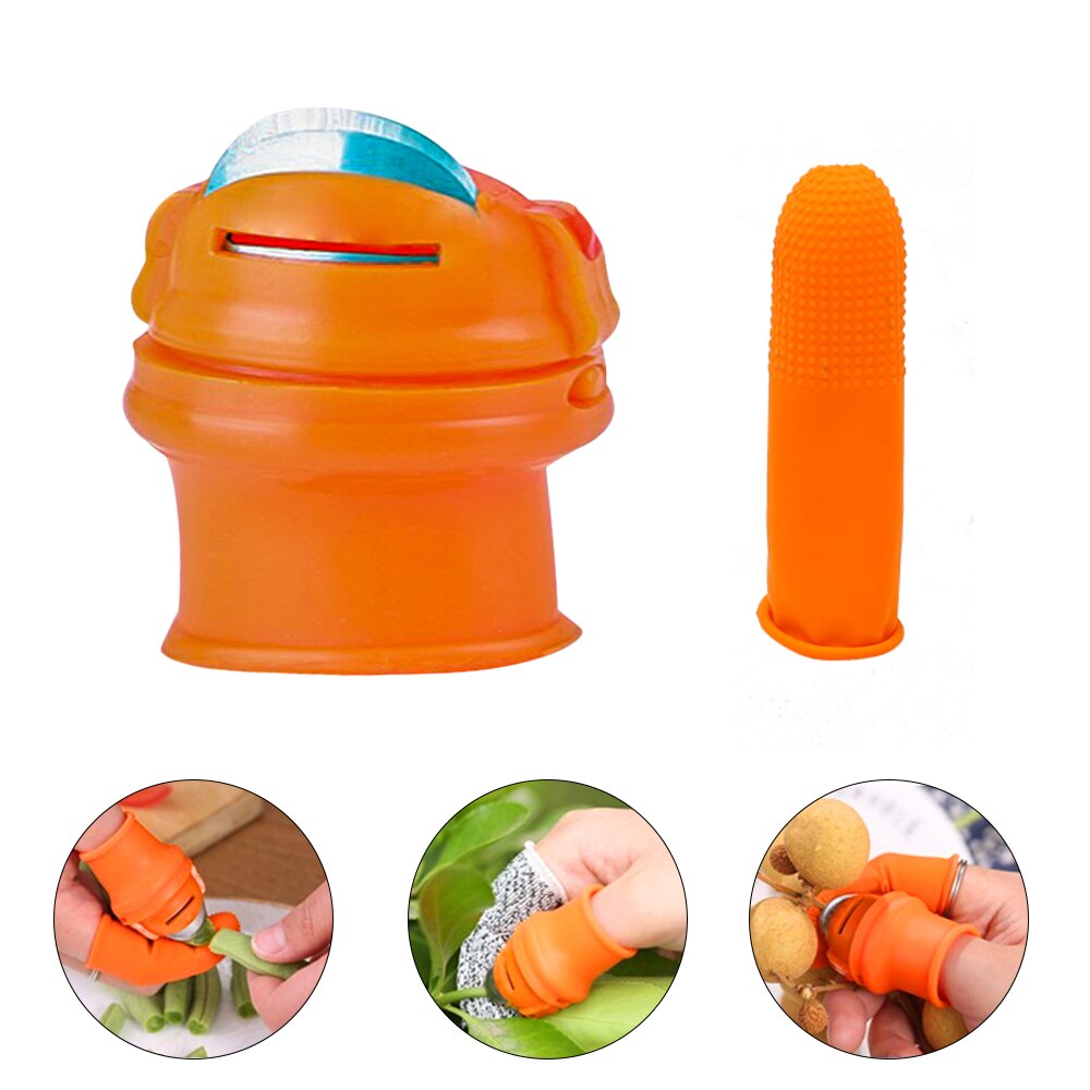 Protectores de silicona para dedos con hoja para frutas y verduras, funda para dedos, suministros de trabajo para jardín, ahorro de trabajo