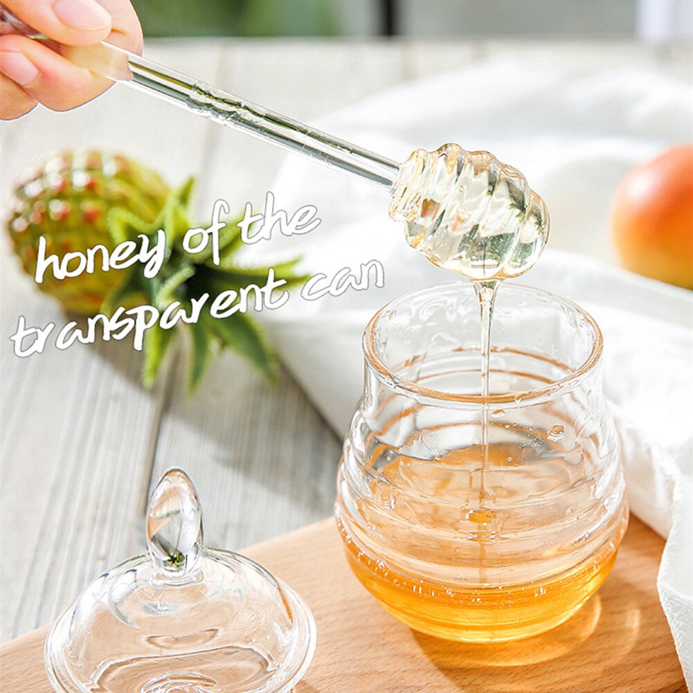 245ml Crystal Glass Honey Jars Heat-Resistant Borosilicate Glass Honey Container with Lid Dipper