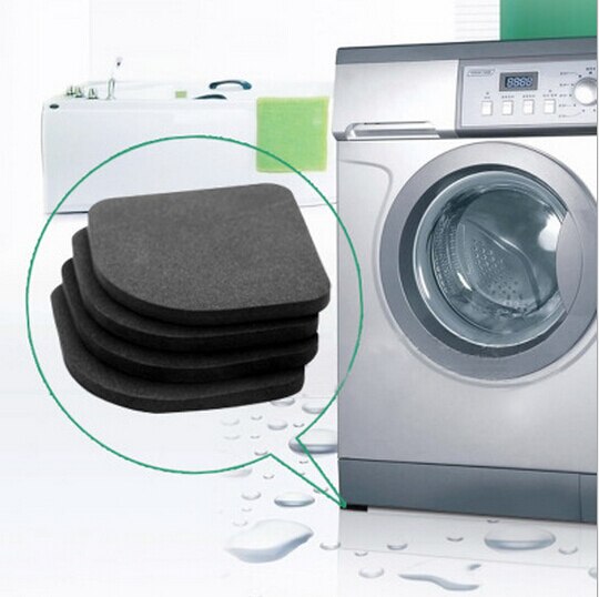 1 sæt / parti sort farve multifunktionel vaskemaskine stødpuder skridsikker måtter køleskab stød dæmpning pad 4 stk