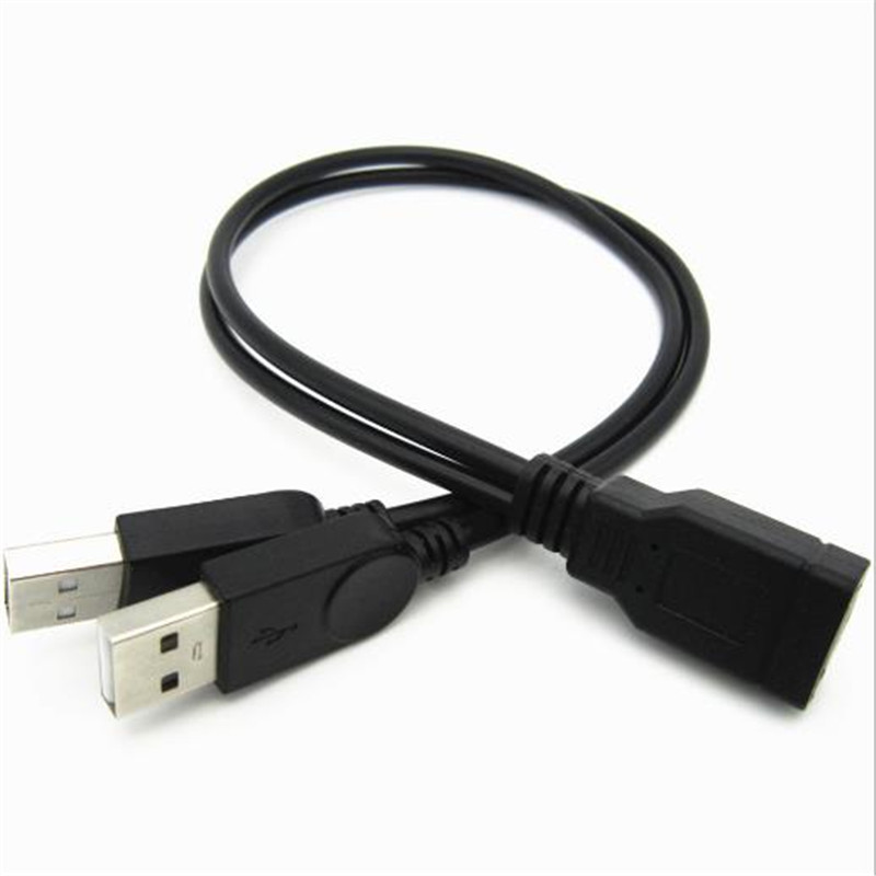 Usb Y Computer Een Punt Twee Data Power Kabel Kabel Usb Dubbele Splitter Kabel Female Naar Usb 2.0 Male Power verlengkabel 30Cm