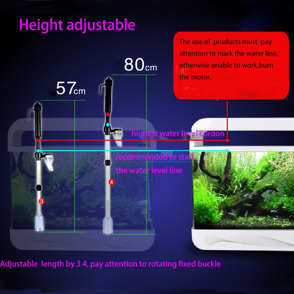 Batterij Grind Stofzuiger Aquarium Fish Tank Cleaning Sifon Water Elektrische Wisselaar Aquarium Accessoires 25