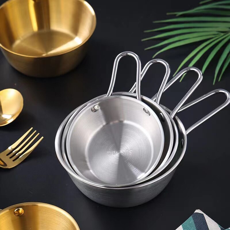 304 Stainless Steel Korean Rice Wine Bowl Rice Bowl Seasoning Cooking Kitchen Soup With Handle Ramen Pot Salad Mixing Bowl