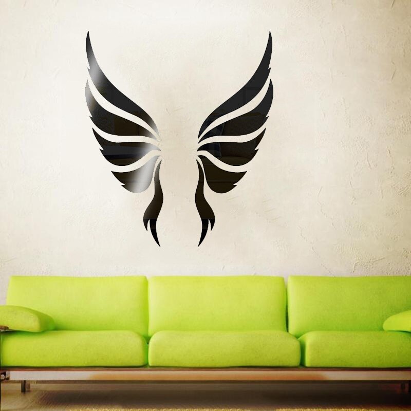 Angel Wings Acrylic Mirror 3D Wall Stickers Angel Wings Wall Sticker Decal DIY Art Home Decoration Stickers For Room 1