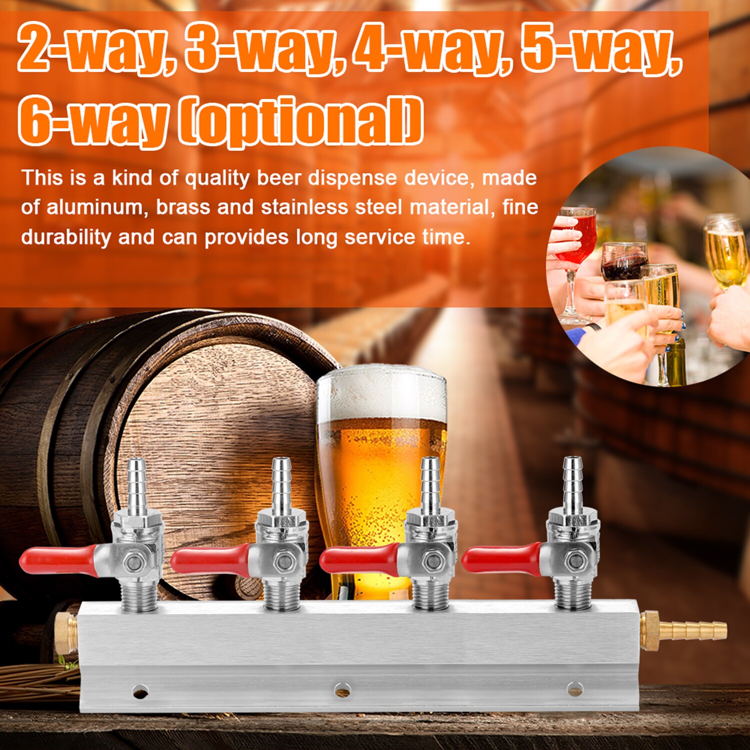CO2 Gases Distribution Block Manifold w/ 7mm Hose Barbs Wine Making Tools Draft Beer Dispense Device 5 Optional Fine Durability