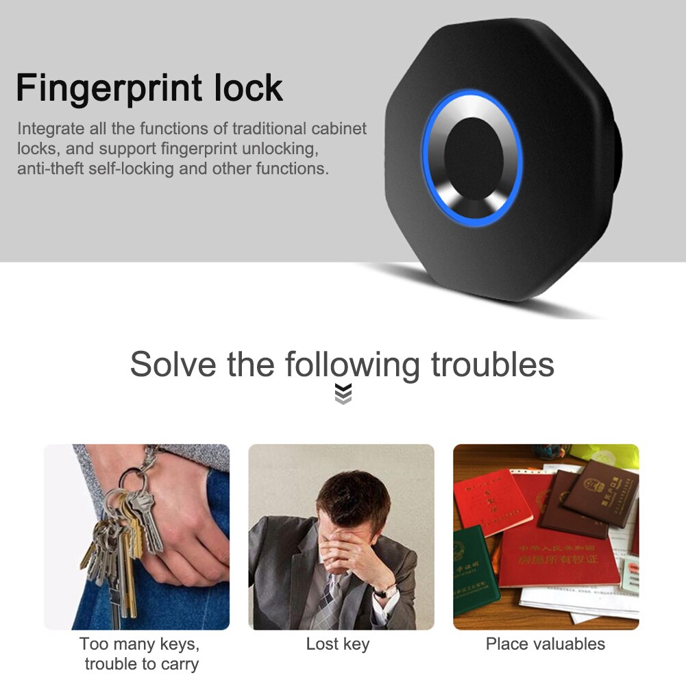 Drawer Intelligent Battery Powered File Cabinet Home Office Furniture Replacement Fingerprint Lock School Door Smart Biometric