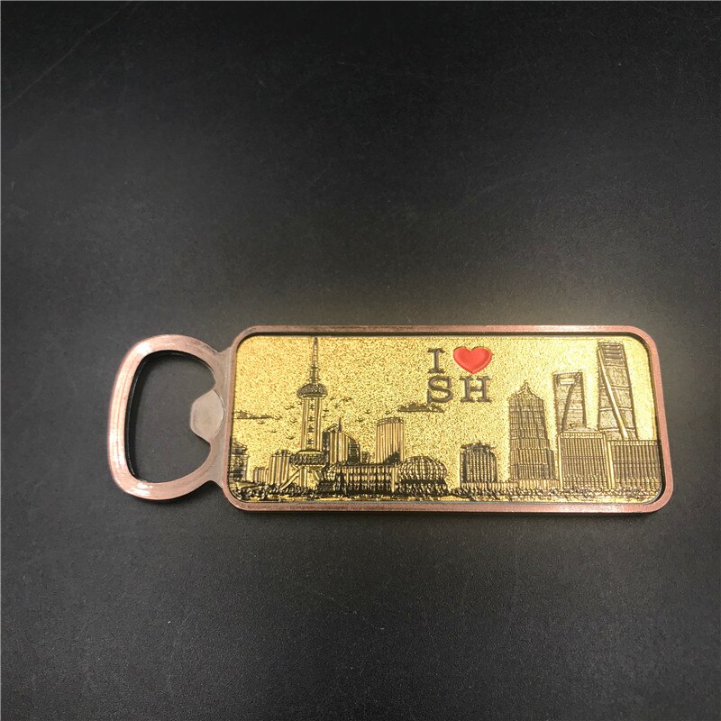 Metalen flesopener koelkaststickers koelkastmagneet shanghai toerisme souvenirs luxe magnetische stickers chinese stijl