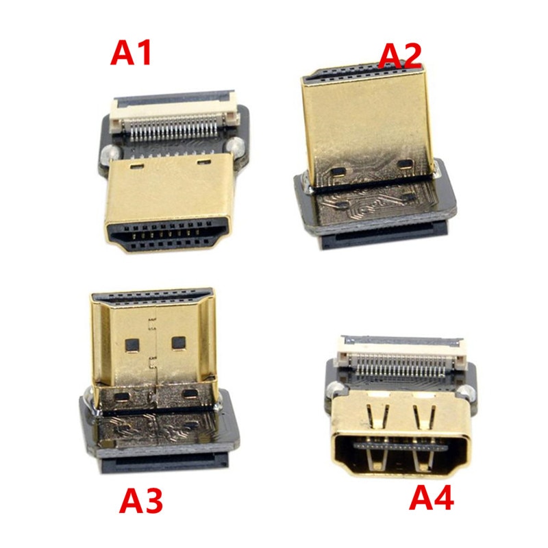 Fpv micro hdmi mini hdmi 90 graders adapter 5cm-100cm fpc bånd flat hdmi kabel pitch 20 pins pluggkontakt