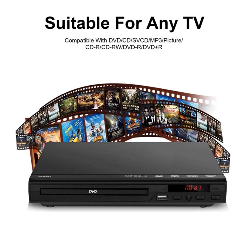 Dvd Speler Voor Tv, alle Regio Gratis Dvd Cd Discs Player Av-uitgang Ingebouwde Pal/Ntsc, Usb-ingang, afstandsbediening