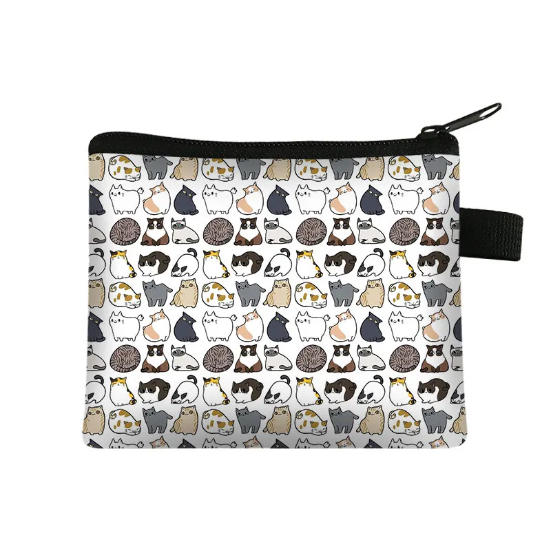 Simpatico gattino gatti/cuccioli stampa portamonete per adolescenti borse da scuola per bambini bambini donne per viaggio borsa portamonete d'argento portatile: lqbxchongwu05