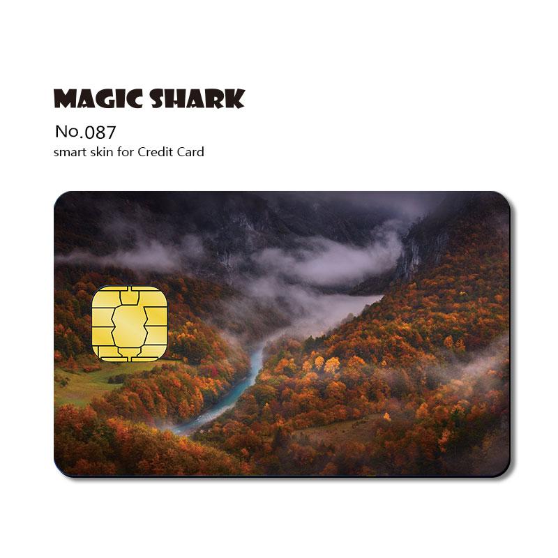 Magic Shark Super Man Wood Print Mountain Flag Venom PVC Credit Card No Fade Skin Sticker Film Case: 087