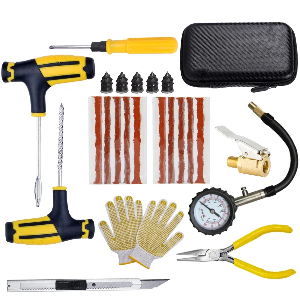 Auto Reifen Reparatur Bausatz Punktion Stecker Werkzeuge Reifen Punktion Notfall für Reifen Streifen Rühren Kleber Reparatur Werkzeug Bausatz Auto Zubehör: Weiß