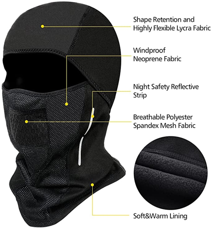 Cache Cou Polyvalent Homme Femme - Élastique Respirant Coupe-Vent Pour Moto, Ski, Randonnée - Noir