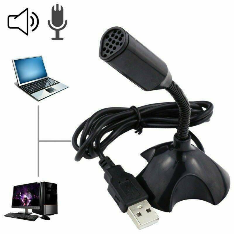 Micrófono de voz Mini USB para estudio, micrófono para portátil ajustable, micrófono con soporte para PC de escritorio de