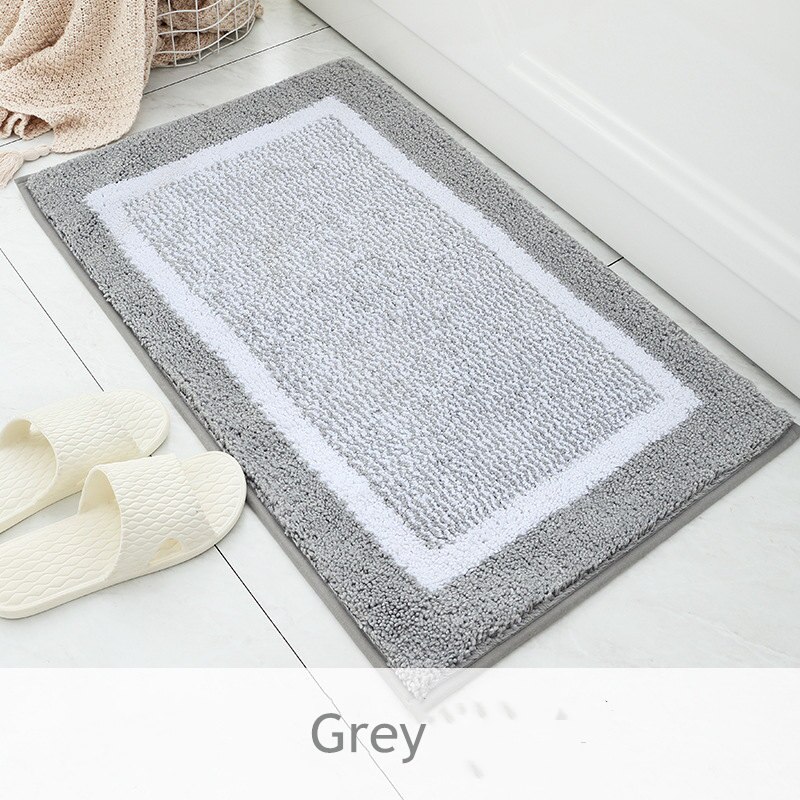 Simple Soft Flocking Bathroom Carpet 1Pcs Water Absorbent Hallway Bath Mat Non-Slip Doorway Bedroom Floor Rug Washsble: grey / 1piece 40x60cm