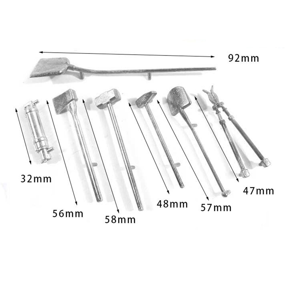 Päivitä metallinen lapio palosammutin vasaratyökalusarja henglong saksa tiikeri  i 1/16 rc säiliö diy muutos osat