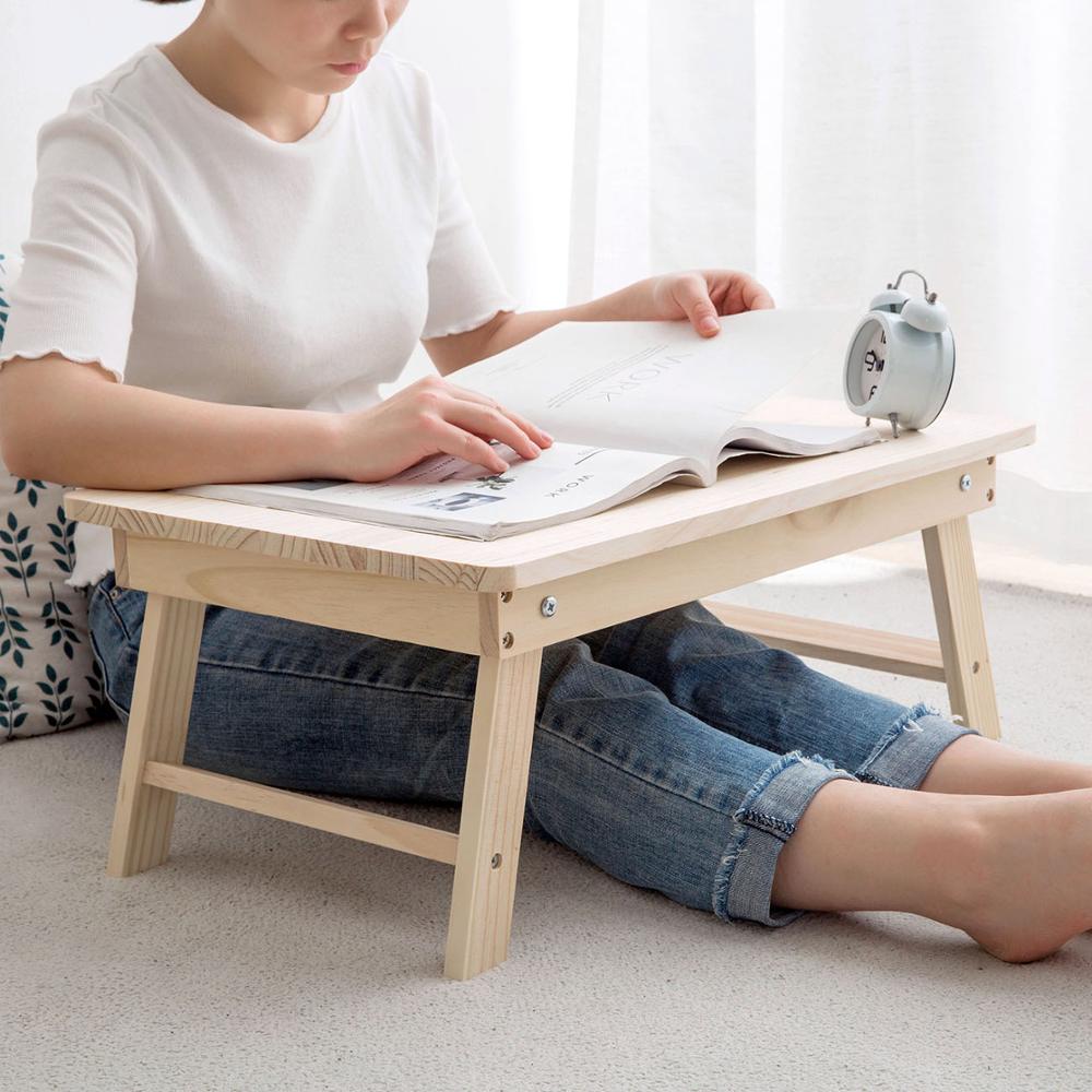 Pine Wood Folding Laptop Desk Portable Lap Table For Study And Reading Home Lazy Bed Desk Home Furniture
