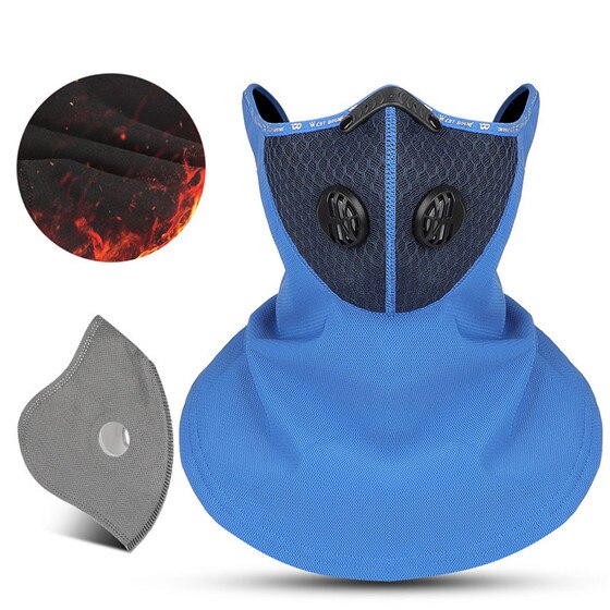 WEST BIKING Winter Ski Mask Cycling Skiing Running Sport Training Face Mask Balaclava Windproof Soft Keep Warm Full Face Mask: Dblue Scarf filter