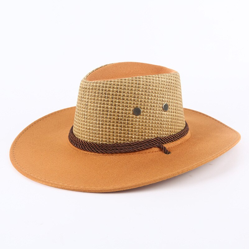 Caluriri miehet naiset cowboy hattu miesten iso lieri kesä merenrantahattu cowboy hattu miesten kiipeilyaurinkohattu rento isäpoika: 5