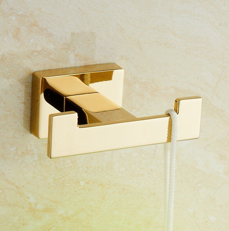 Toallero, barra de toallas, juego de herramientas de acero inoxidable dorado, gancho para batas, taza de cepillos para el baño, jabonera, accesorios para el baño: Robe Hook