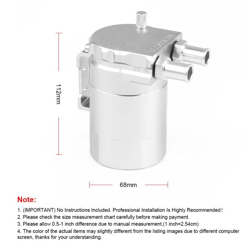 Dyno Racing Universal Oil Catch Can Engine Oil Catch Tank Aluminum Catch Can Oil Separator 300Ml