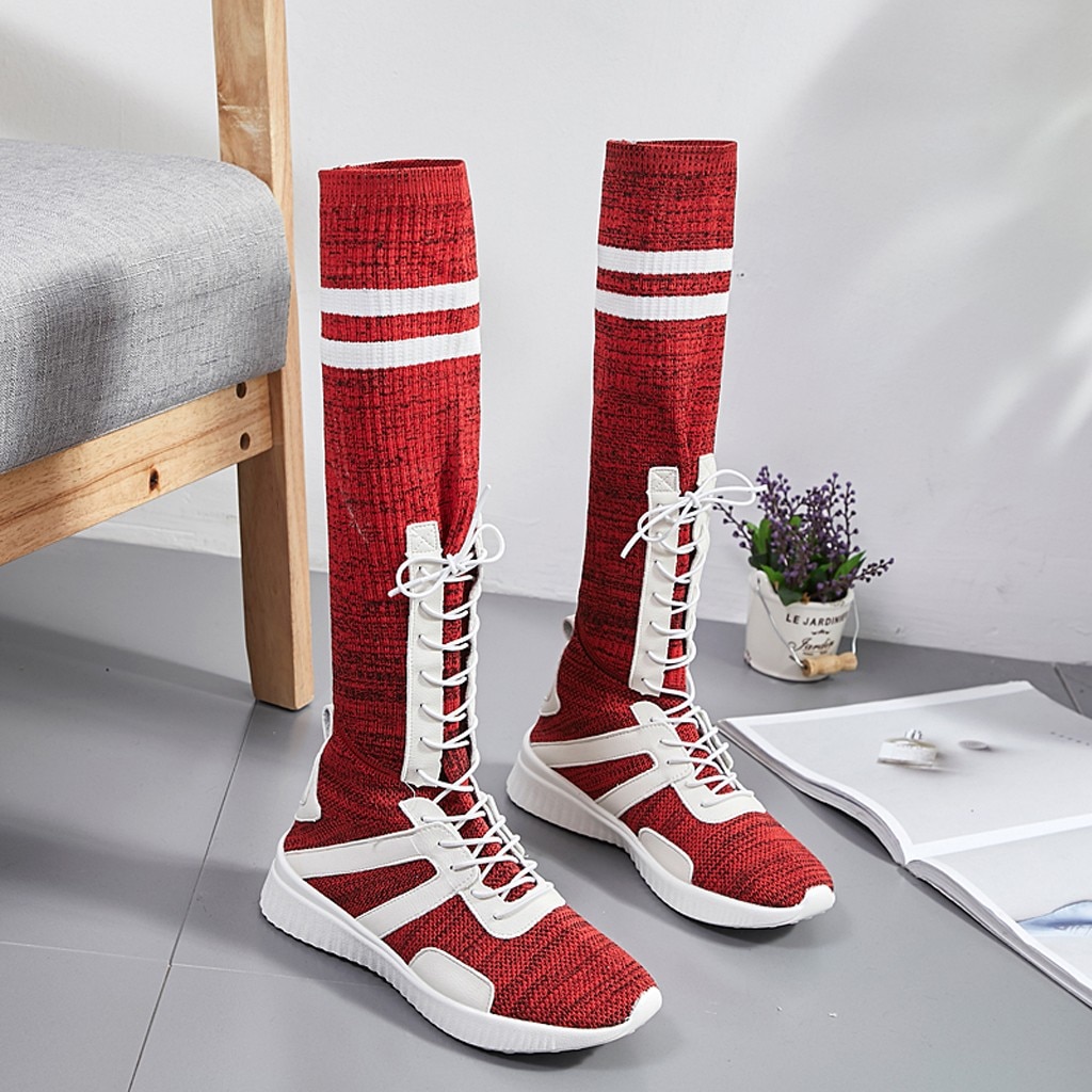 Sagace Womens Stretch Sokken Laarzen Zwart Kruis Riem Platform Laarzen Vrouwen Sneakers Herfst Laarzen Vrouwen
