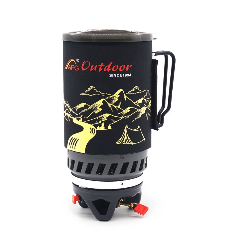 Apg Draagbare 1400Ml Koken Systeem Outdoor Wandelen Camping Kachel Warmtewisselaar Pot Propaan Gas Branders: only one
