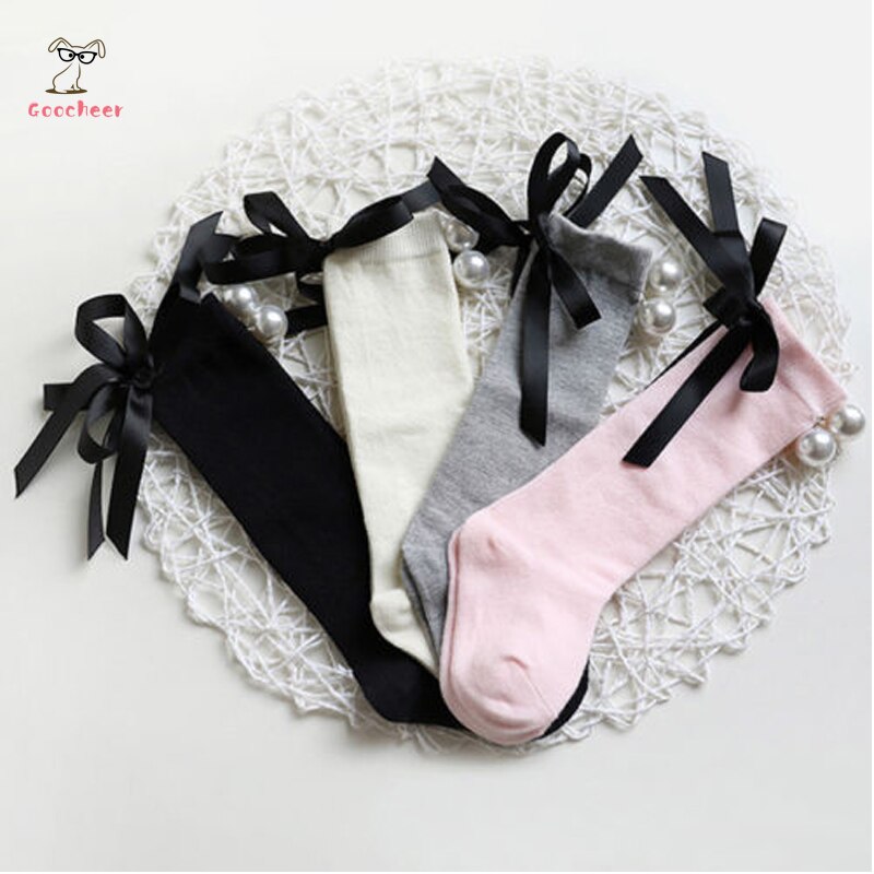 Spedbarn baby barn jente sløyfe perlestrømpe solid bomull strømpebuksestrømper høst vinter prinsesse varme tights sett 0-7y
