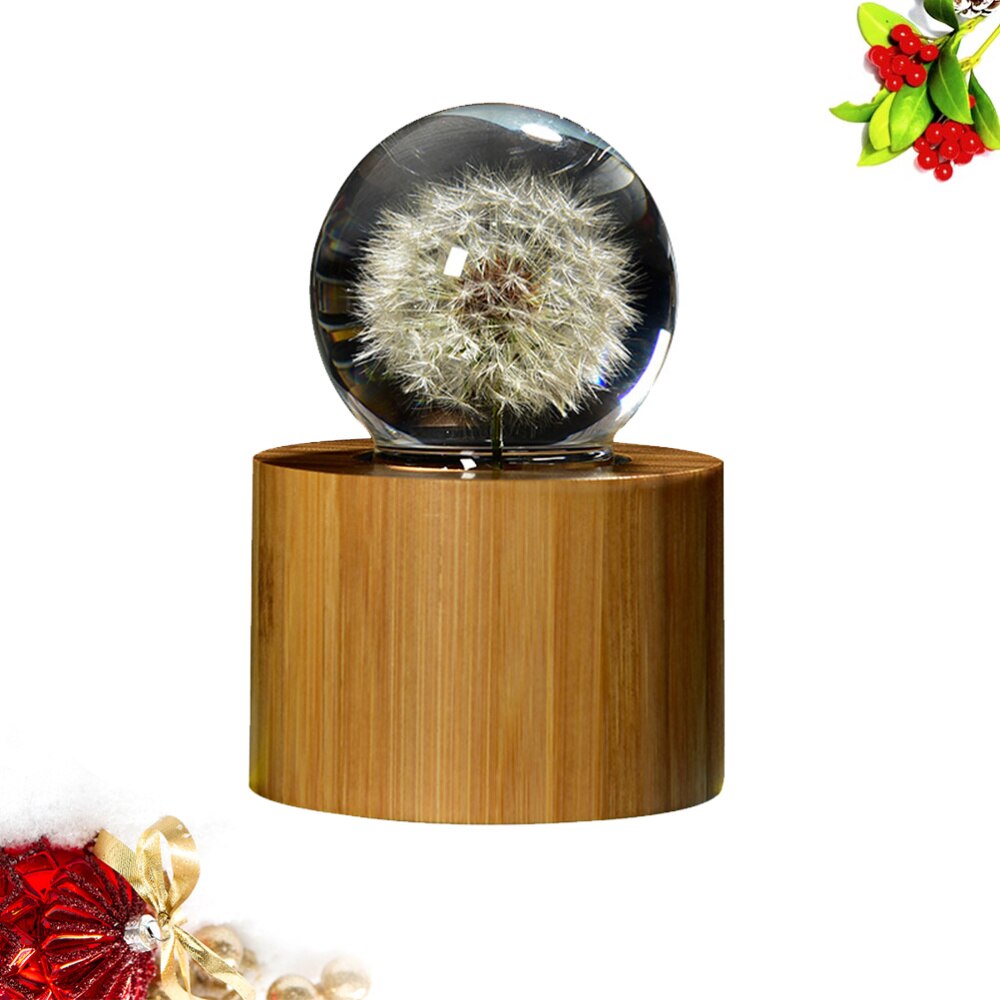 Dandelion Crystal Ball Music Box Spring Music Box Home Crafts Ornaments - Tune B
