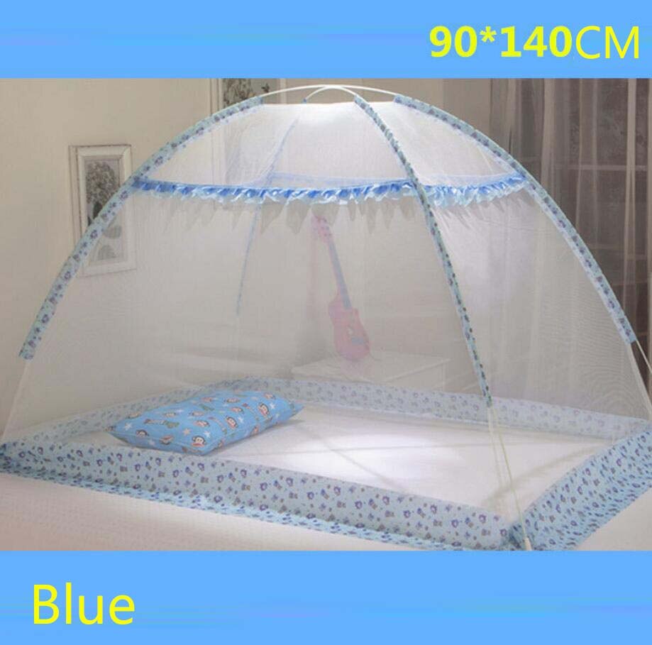 Baby Bed Klamboe Zonder Bodem Anti-Muggen Cover Cartoon Draagbare Pasgeboren Wieg Tent Luifel Yurt Netting Opvouwbare Netten: Blue-90x140cm