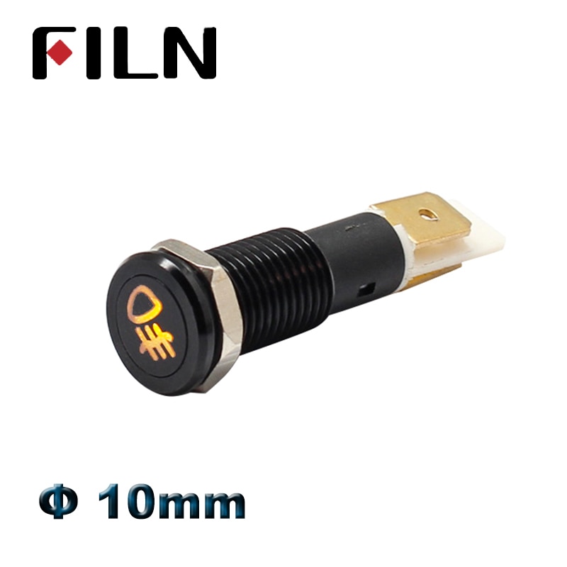 10mm 12v bil dashbord varsellampe 12v 24v rød grønn blå hvit rav ledet pilotlys signallampe vanntett