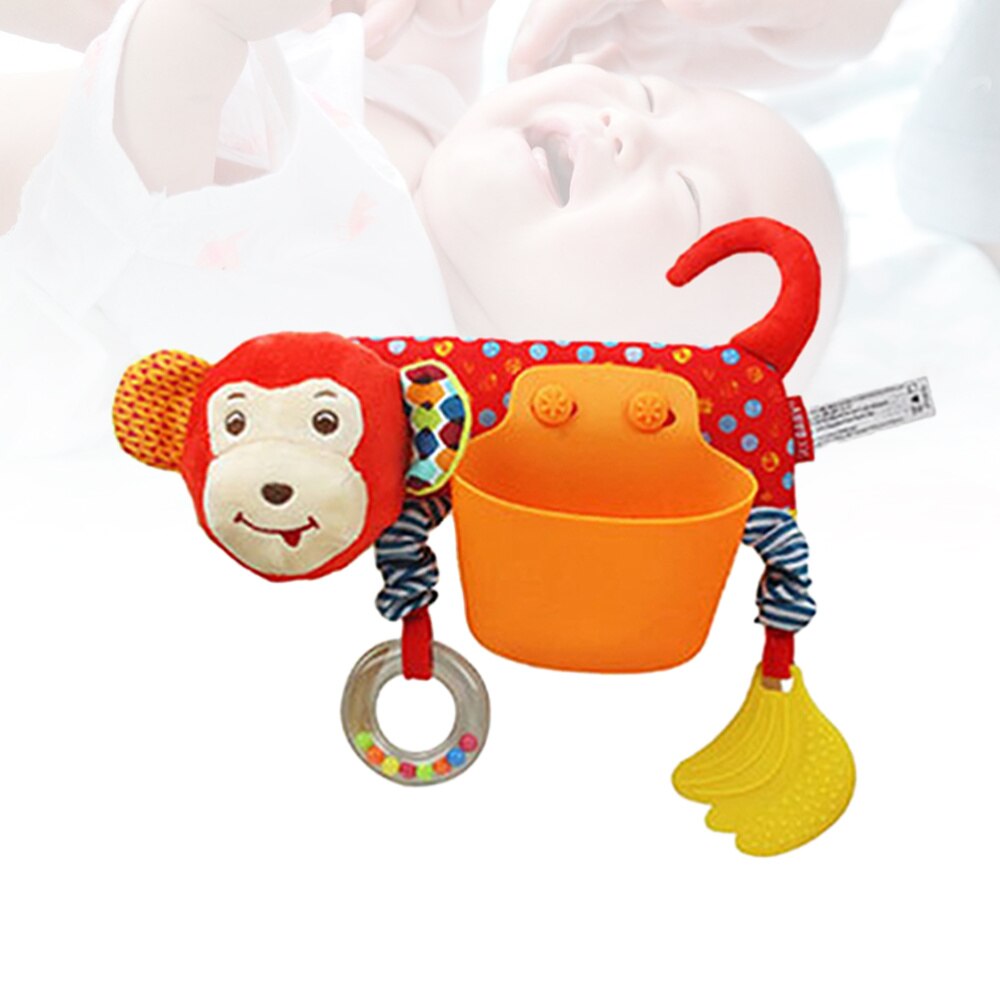 Born Baby Crib Educational Wrap Around Rattle Teether Storage Pocket for Baby(Monkey Pattern): Default Title