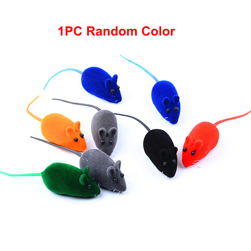 Juguetes Divertidos para gatos, ratón de goma con sonido interactivo, sonido flocado, forma de rata, juguetes realistas de colores aleatorios, suministros para perros y gatos: Default Title
