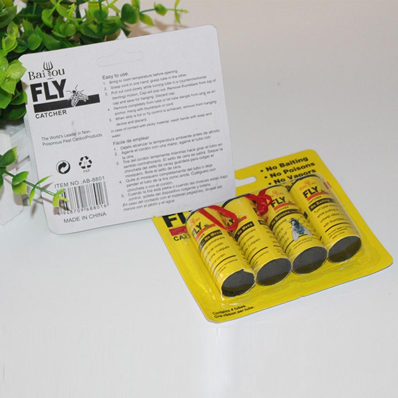 Carte à mouches autocollantes 4 rouleaux | Élimine les insectes volants, piège d'attrape-papier pour la maison, piège à mouches, insecte tueur de moustiques