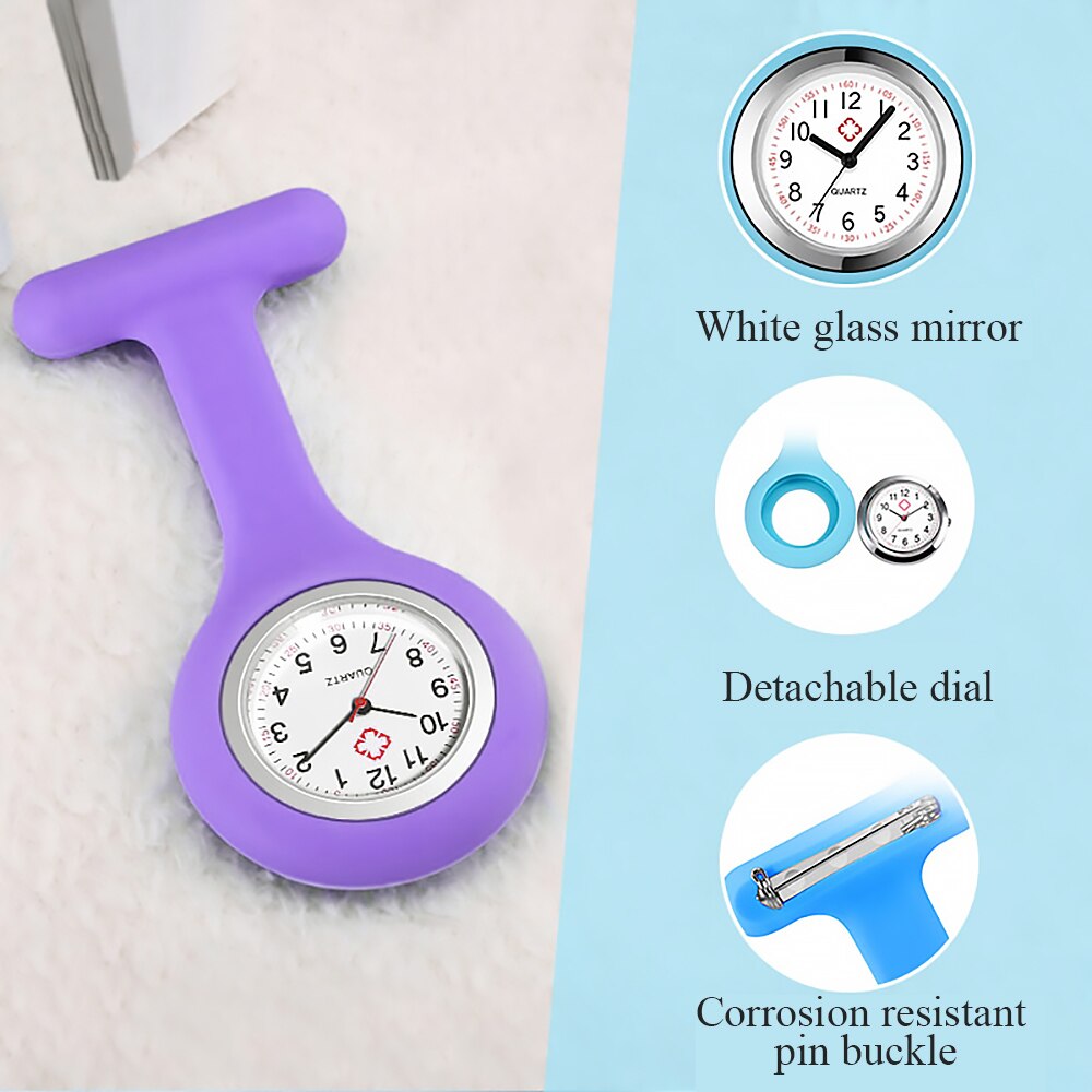 Pocket Watches Silicone Nurse Watch Brooch Tunic Fob Watch With Free Battery Doctor Watch