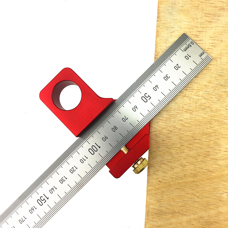 Traçage d&#39;angle pour menuiserie, règle sur bois, localisateur de localisation, règle en acier, jauge de bloc, outils pour le travail du bois: with ruler red